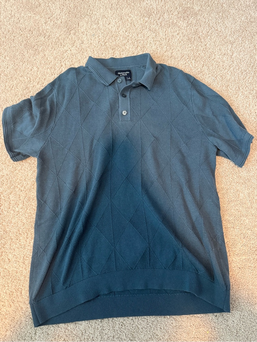 Abercrombie & Fitch Men’s Dark Teal Diamond-Pattern Polo